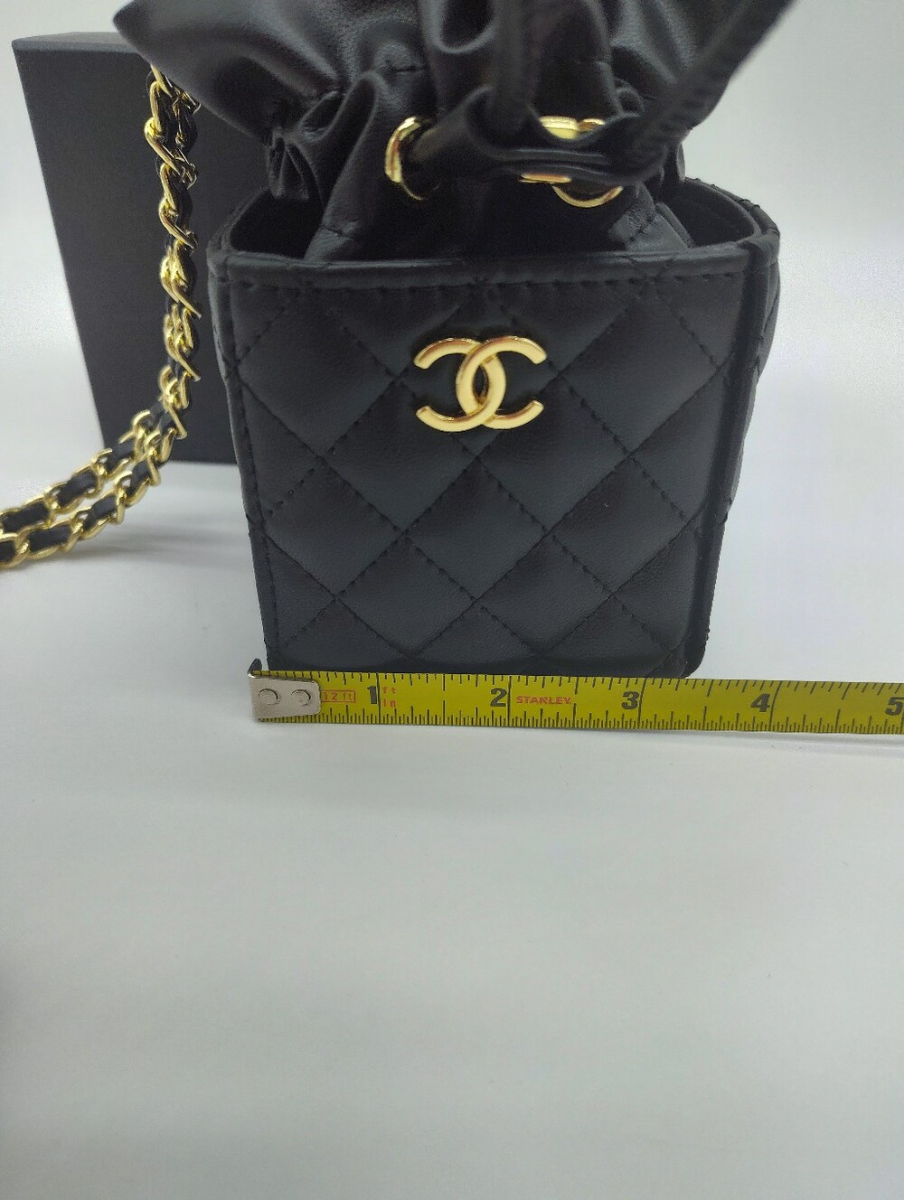 CHANEL Makeup Quilted Mini Bucket Bag Chain Strap Black Cosmetic Holder NIB GWP - Picture 6 of 10